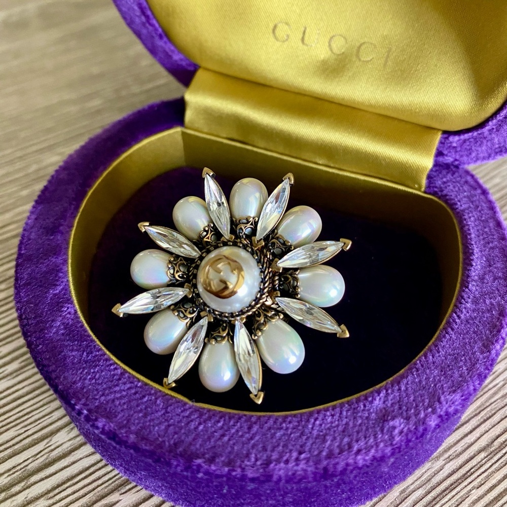 Gucci Interlocking G Flower Rings (Set of 3)